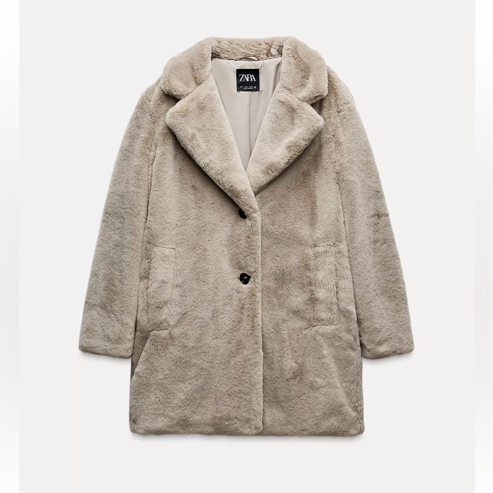 Zara Women's Cream Teddy Jacket